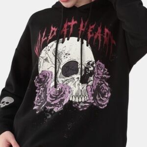 No Boundaries “Wild at Heart” Skull & Roses Graphic Hoodie – XS – NWT